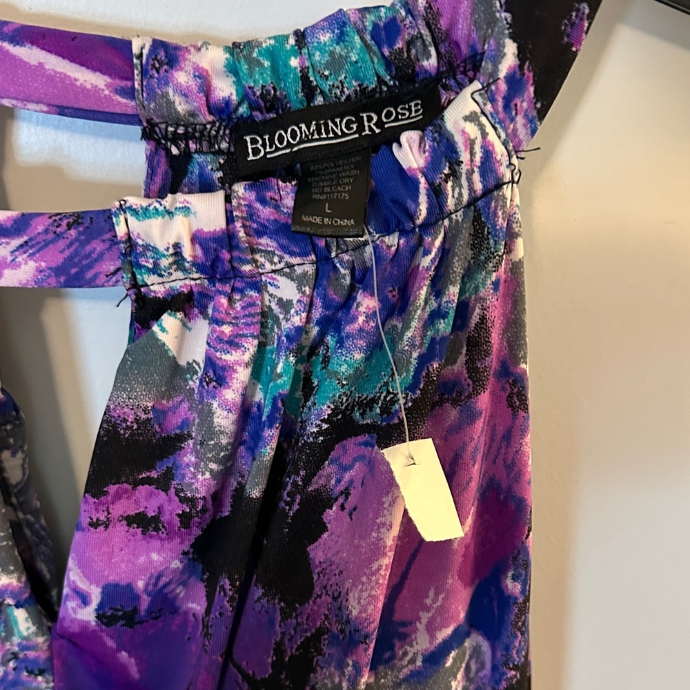 Vibrant Floral Maxi Dress in Purple and Blue - Picture 3 of 17